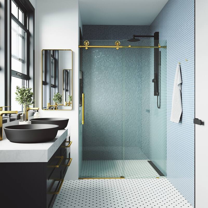 Vigo VG6044CL5276 Elan Cass 76" High x 52" Wide Sliding Frameless