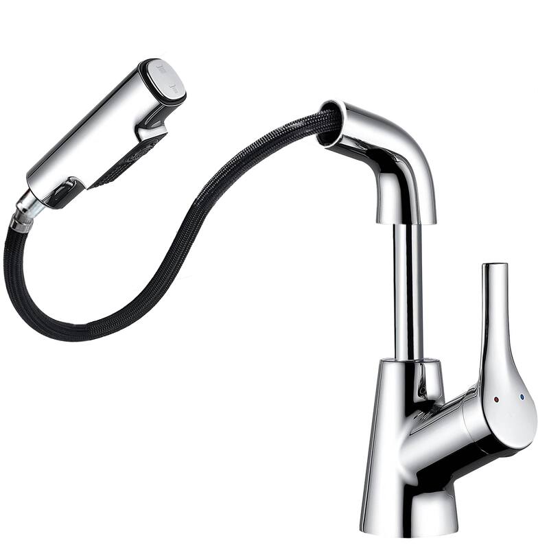 Single Handle Kitchen Swivel-Lift Faucet,Bathroom Sink Faucet - Chrome/Clear