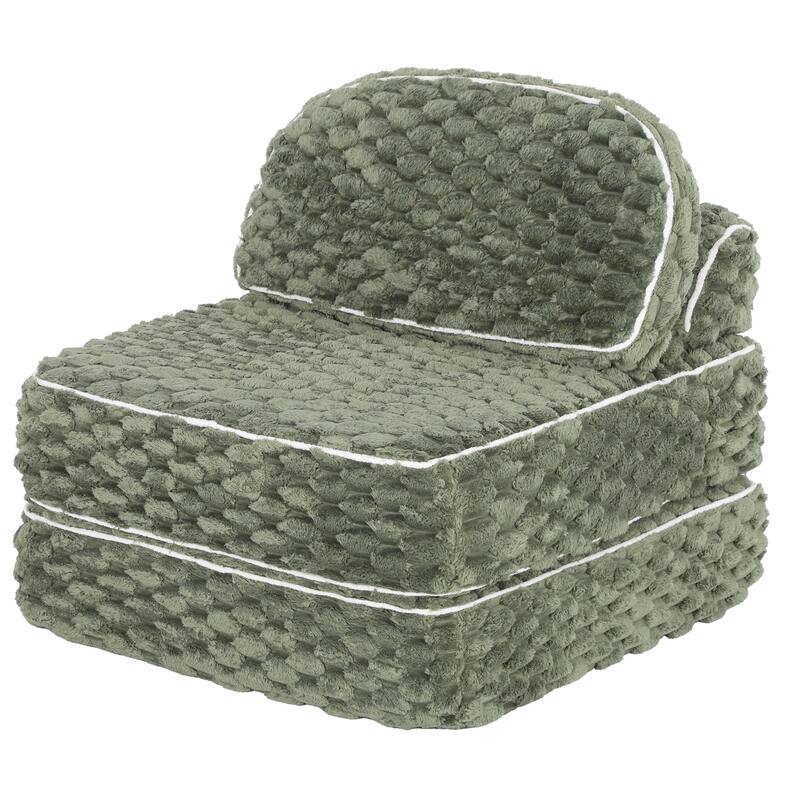 3-in-1 Convertible Sofa Bed Soft Fuzzy Fabric