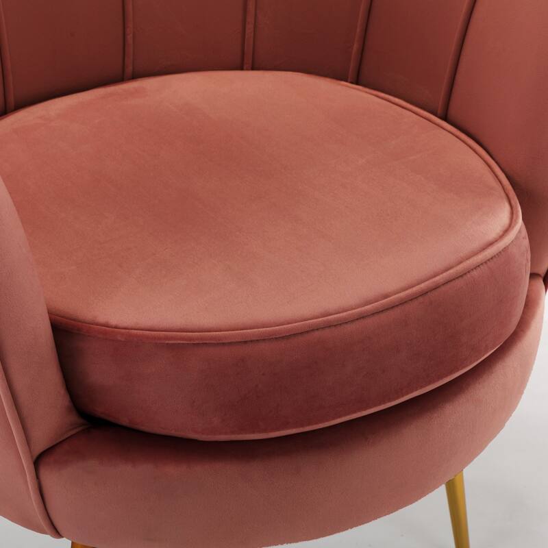 Velvet Lotus Accent Chair Small Comfy Barrel Chair Cozy Round Armchair