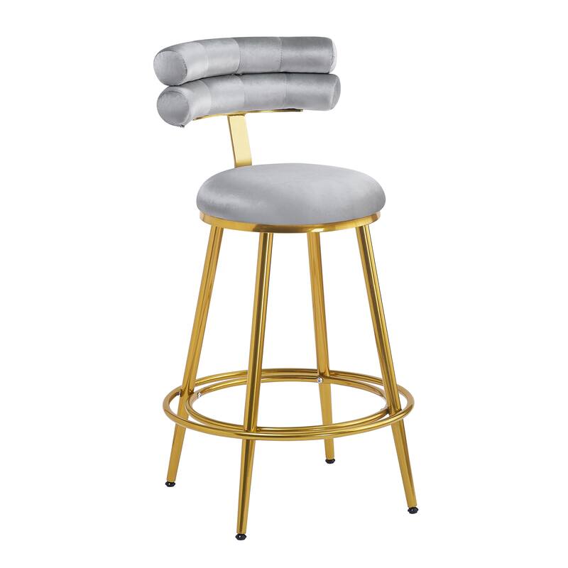 Roomfitters 27.65'' Velvet Counter Stools, Set of 2 Modern Bar Height Chairs with Iron Frame, Soft Backrest and Footrest