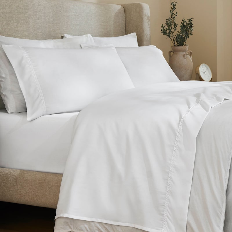 Superior Imperia Cotton Blend Embroidered 600 Thread Count Sheet Set - California King - White