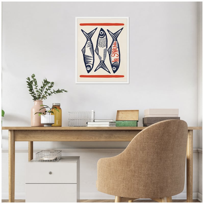 Kate and Laurel Le Sardine by Alicia Bock Framed Canvas Wall Art Print