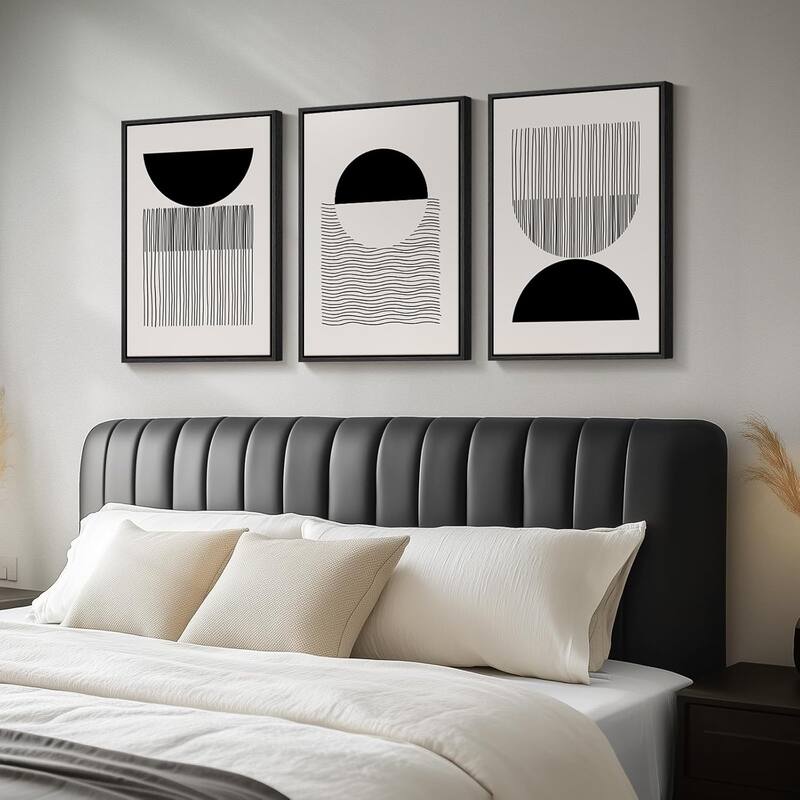Framed Black and White Minimalist Wall Art,Mid Century Modern
