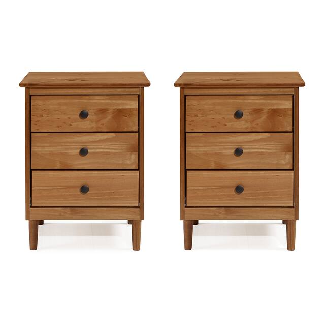 Middlebrook Bullrushes Solid Wood 3-Drawer Nightstand, Set of 2
