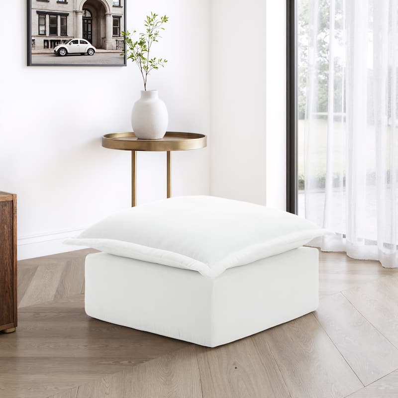 Comfy Cloud Couch Plush Modular Sectional Sofa For Living Room - Beige/Ottoman - Reversible