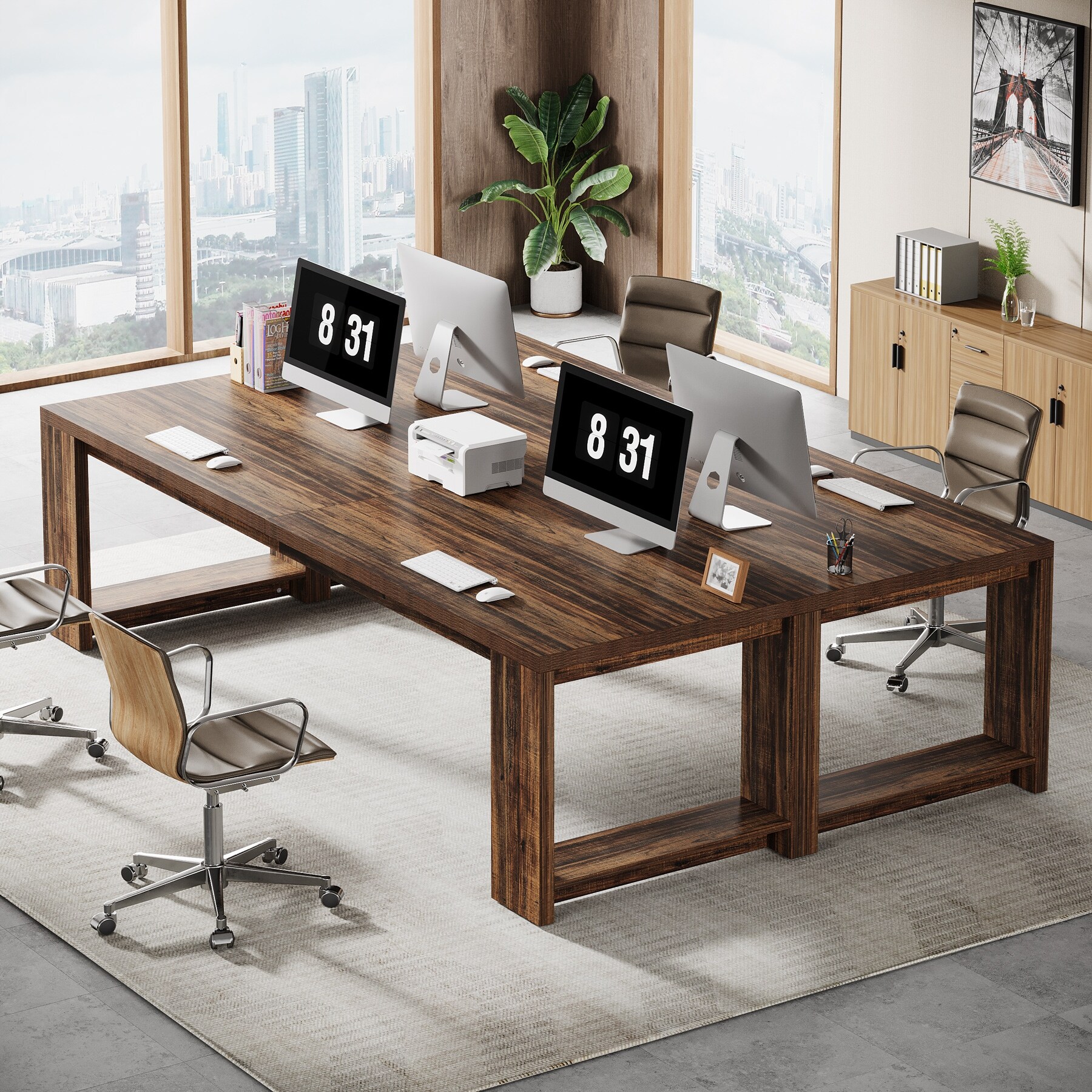 86.6 Inch Extra Long Desk Writing Table Large Desk Workstation