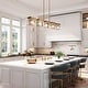 preview thumbnail 3 of 17, Diore Modern Gold 5-Light Crystal Chandelier 40 in. W Linear Glam Island Lights for Kitchen Island - L 40.2" x H 70" Max