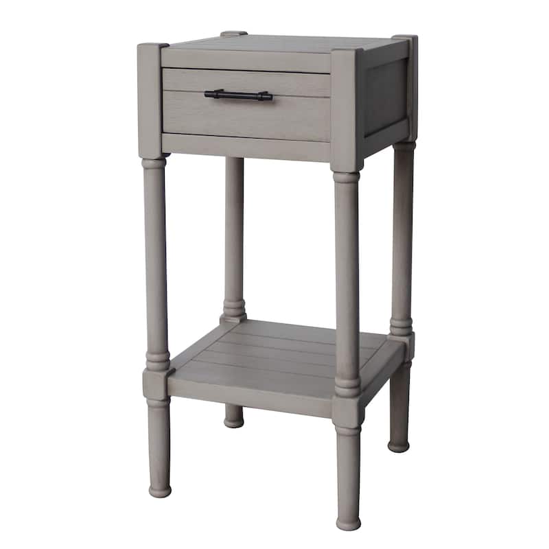 Farmhouse 1-Shelf And 1-Drawer Side Accent Table - Light Grey