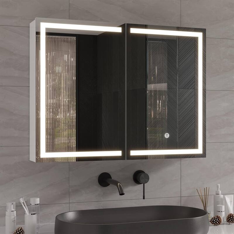 Lighted Medicine Cabinet Bathroom Wall Mounted Storage Doors