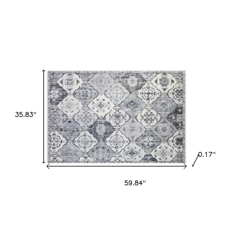 HomeRoots Patchwork Traditional Rectangle Area Rug - 3' X 5'