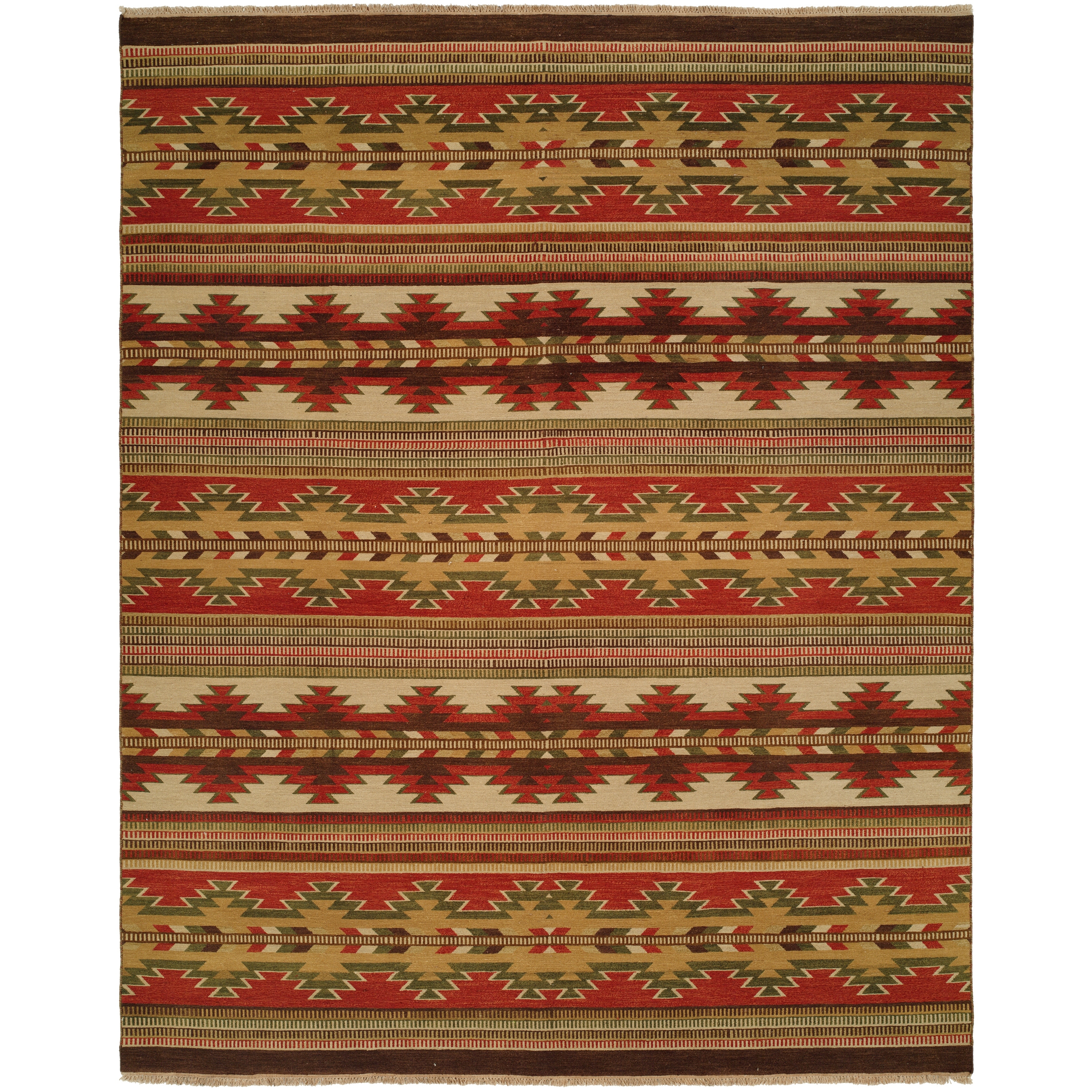 Traditional Multi-Colored Flatweave Wool Area Rug