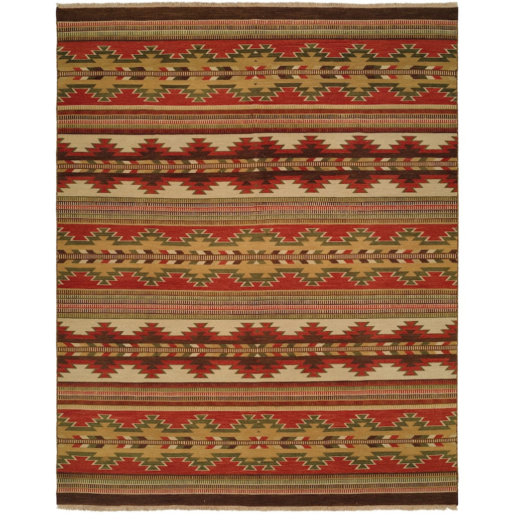 Traditional Multi-Colored Flatweave Wool Area Rug