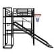 preview thumbnail 8 of 18, Full Size Metal Loft Bed with Desk,Wardrobe,Basketball Hoop and Slide
