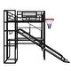 preview thumbnail 22 of 22, Industrial Full Size Loft Bed with Basketball Hoop, Slide & Stairs, Heavy Duty Metal Loft Bed Frame with Shelf, Desk & Wardrobe