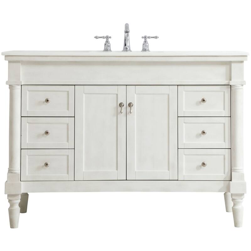 Elegant Lighting VF13048-VW Lexington 48" Free Standing Single Basin - Antique White - Antique