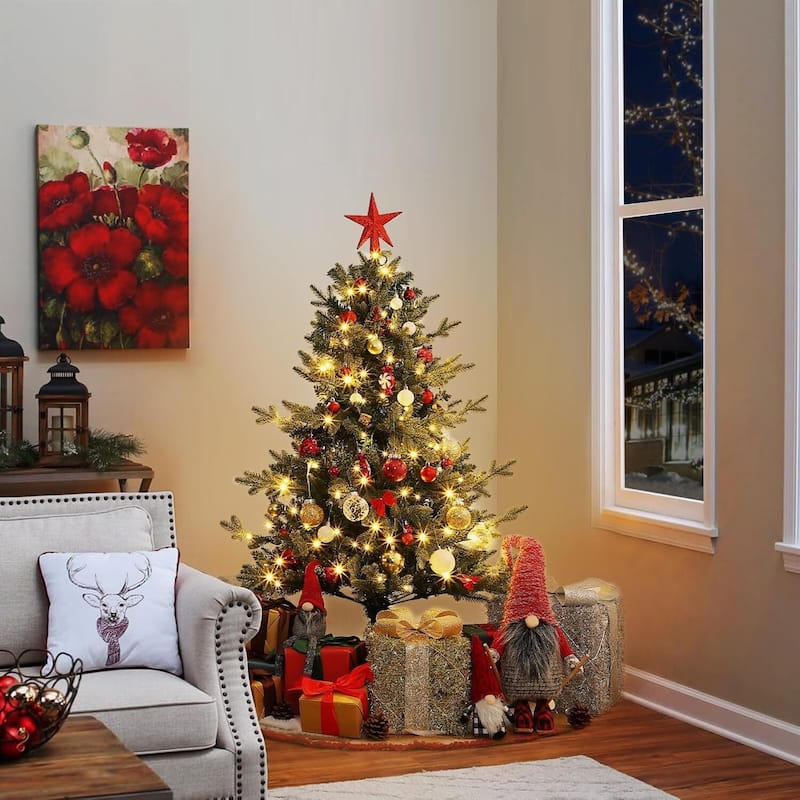 4 Ft Prelit Artificial Small Christmas Tree with Lights - 4FT