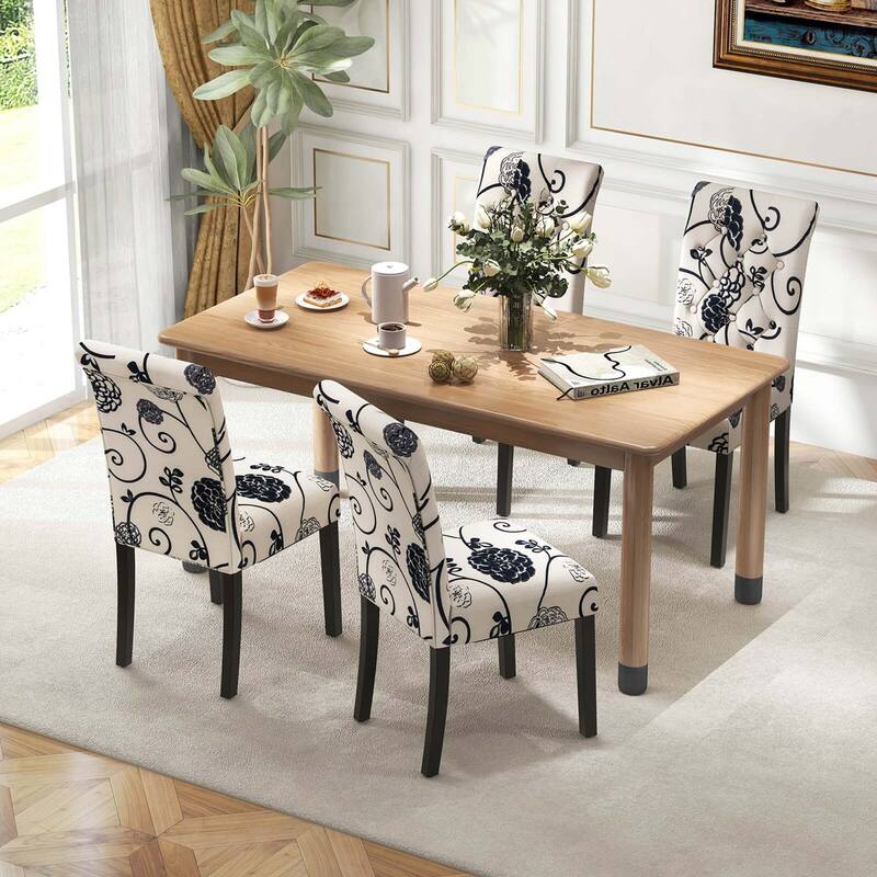 Costway Set of 2 Parsons Upholstered Fabric Chair with Wooden Legs