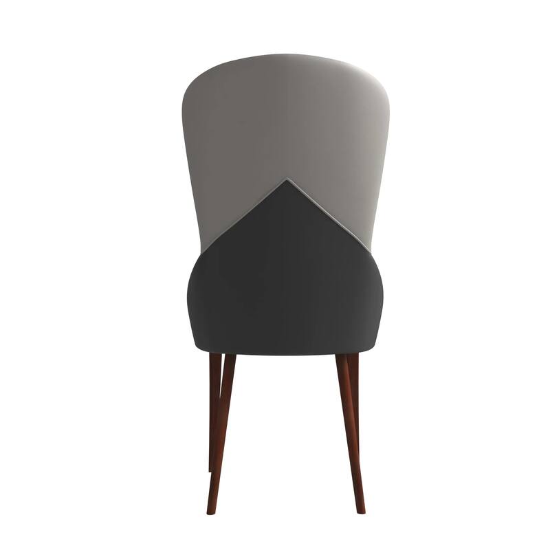 Havana Leather Upholstered Solid Wood Dining Chair Two-Tone Color Design Set of 4