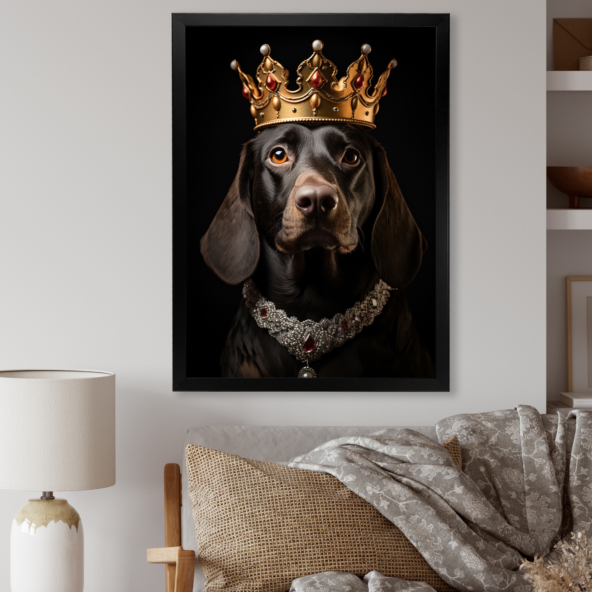 Designart Crowned Royal Bloodhound Dog II Dog Wall Decor Brown Traditional Living Room Framed Canvas Art Bed Bath Beyond 41069482