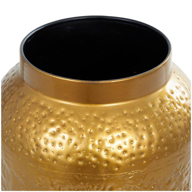 Gold Metal Textured Hammered Vase