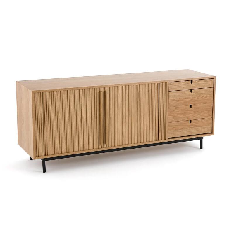 68'' Strio Oak Bathroom Cabinets Sideboard with Sliding Doors - N/A