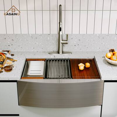 Farmhouse Stainless Steel 36inch Single Bowl Kitchen Sink in Brushed