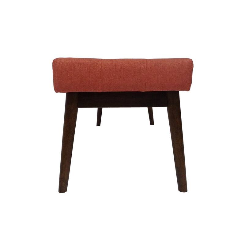 Mid-Century Tufted Ottoman with Rubberwood Frame by Christopher Knight Home