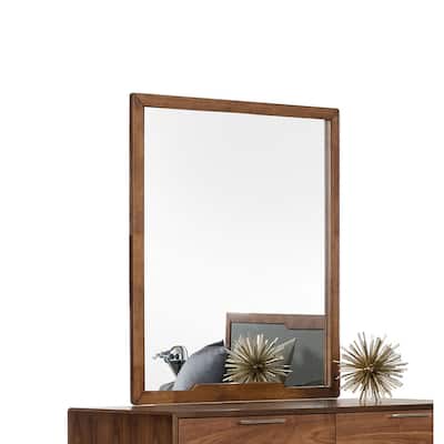 HomeRoots 40" Walnut Mdf Veneer And Glass Mirror - 39