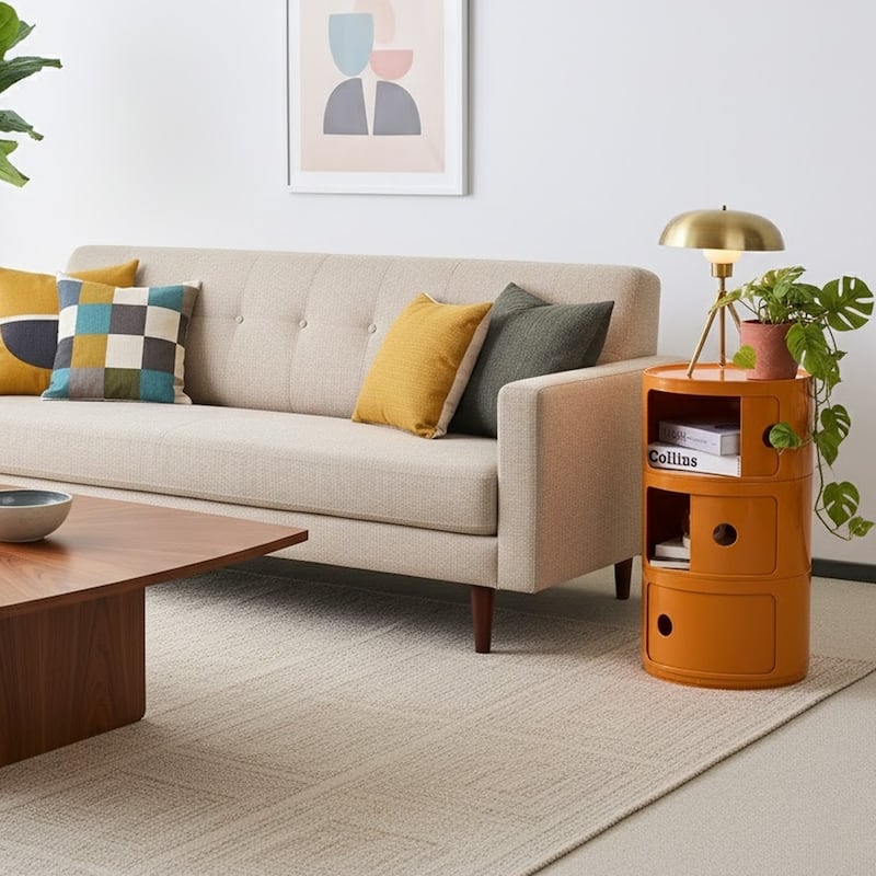 Modern 3 Tier Orange Side Table Nightstand