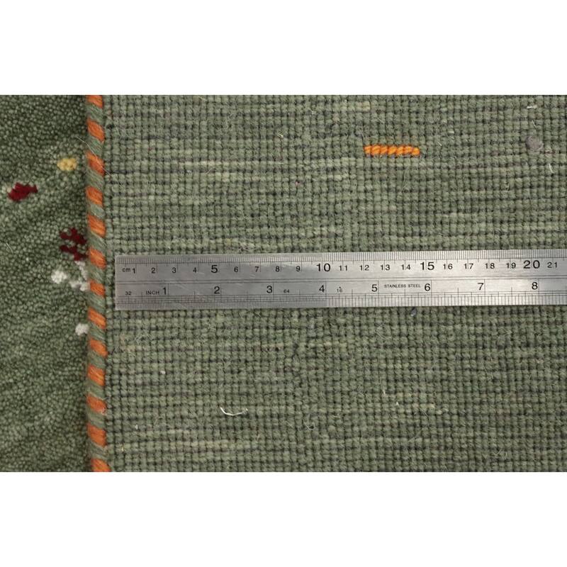 Hand Knotted Oriental 100% Wool Carpet Tribal Animal Pictorial Green Gabbeh Area Rug - 12' 1'' X 5' 0''
