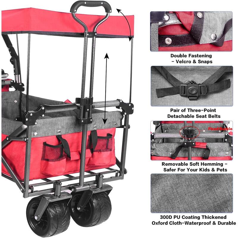 Wagons Carts Foldable with Removable Canopy