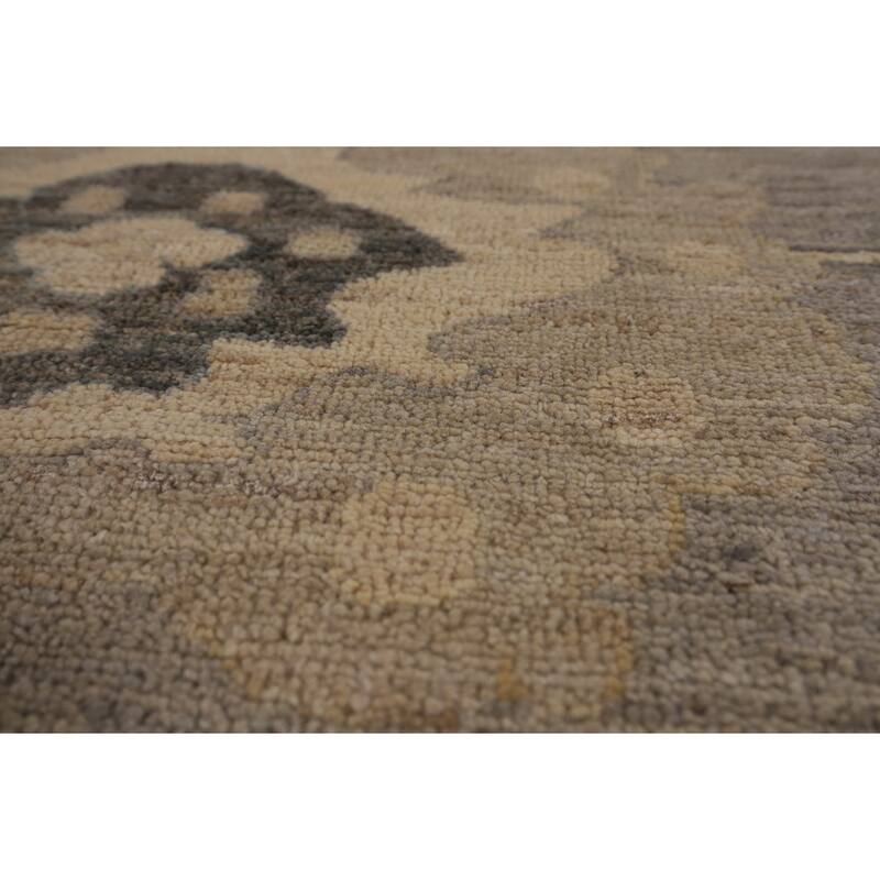 Vegetable Dye Oushak Turkish Rug Hand-Knotted Living Room Wool Carpet - 9'4"x 11'8"