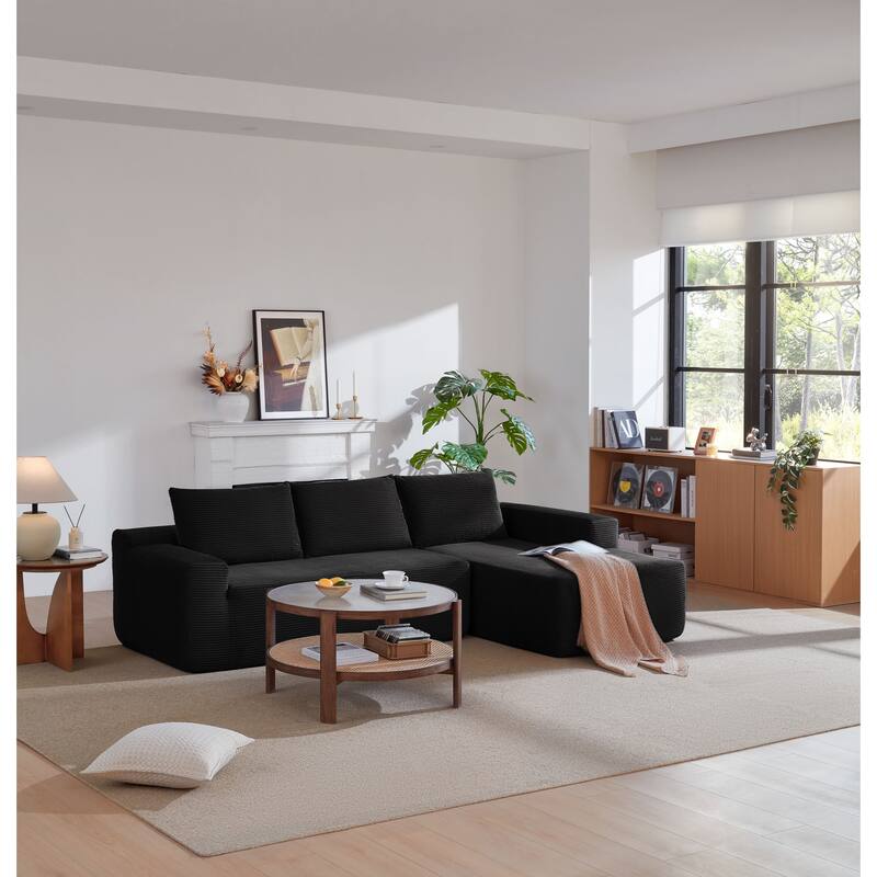 105" Cloud Sectional Couch with L-Shape Chaise,Modern Modular Sofa with Deep Seat, Upholstered Couches for Living Room - Black