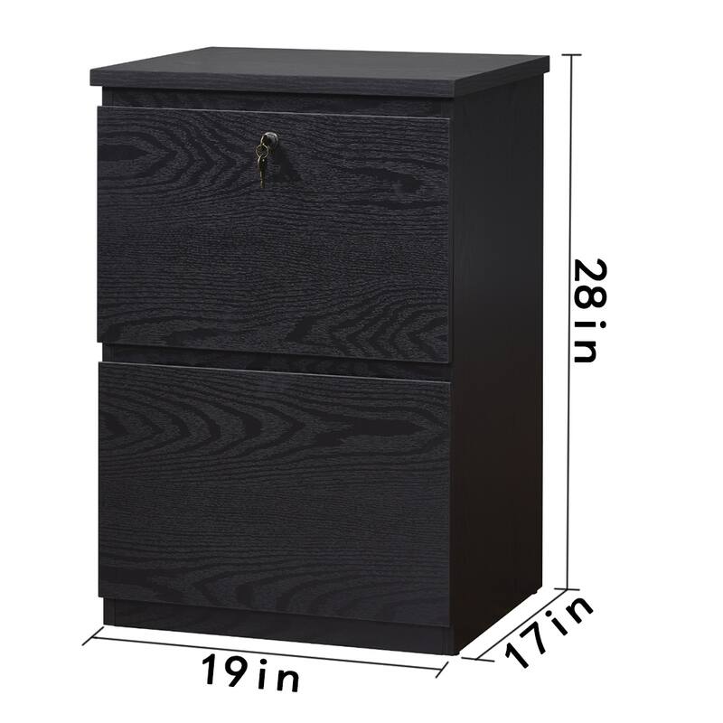 KOWO Wooden 2-Drawer Filing Cabinet with Lock Letter Size Office Storage, Locking Document Organizer for Home or Workplace