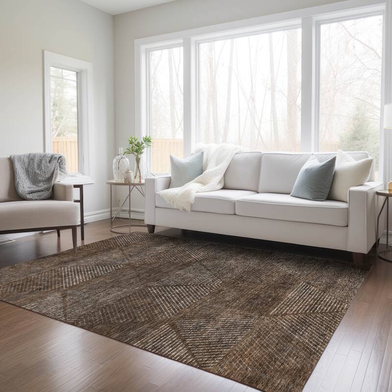 Machine Washable Indoor/ Outdoor Chantille Contemporary Prism Rug