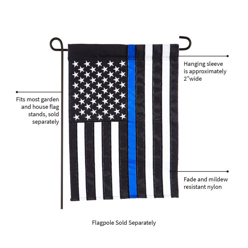 12.5 in. x 18 in. Thin Blue Line Garden Applique Flag