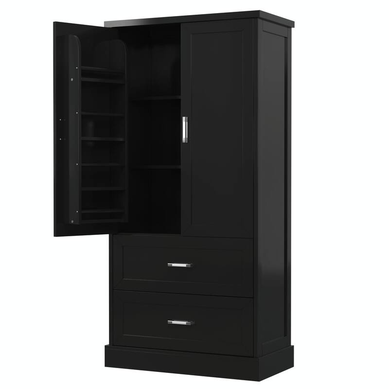 64'' Tall Bathroom Storage Cabinet with Two Doors, Drawers