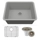 preview thumbnail 1 of 8, 23"x18" Quartz Single Bowl Sink, Drop-In/Undermount w/ Grid & Strainer. Galaxy Concrete