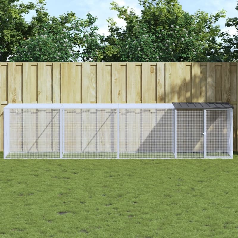vidaXL Chicken Cage with Roof Light Gray/Anthracite multisize Galvanized Steel - 158.7" x 38.6" x 35.4" - Anthracite