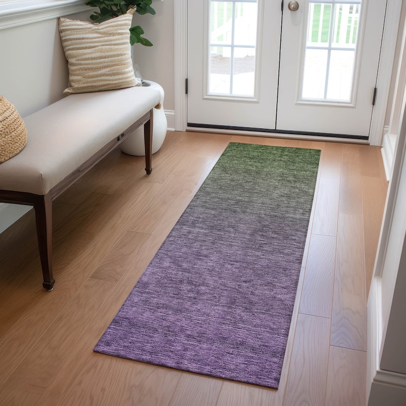 Machine Washable Indoor/ Outdoor Chantille Solid Ombre Rug