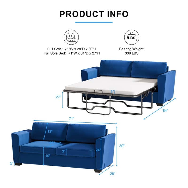 Mixoy Modern Pull Out Sofa Bed,Velvet Sleeper Loveseat Couch Bed