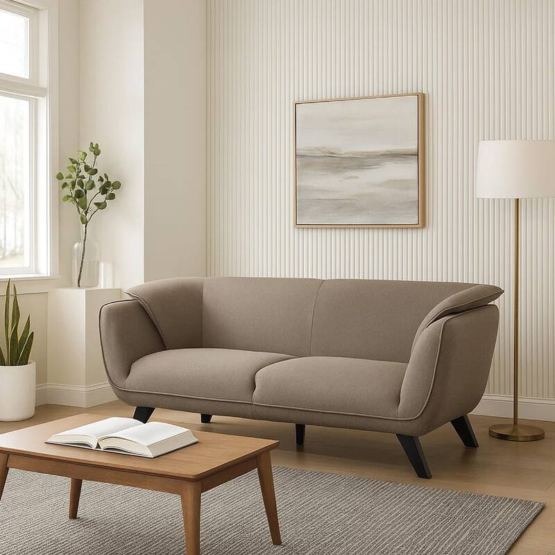 Naeli 86 Inch Sofa, Compact Modern Design, Plush Brown Linen Upholstery