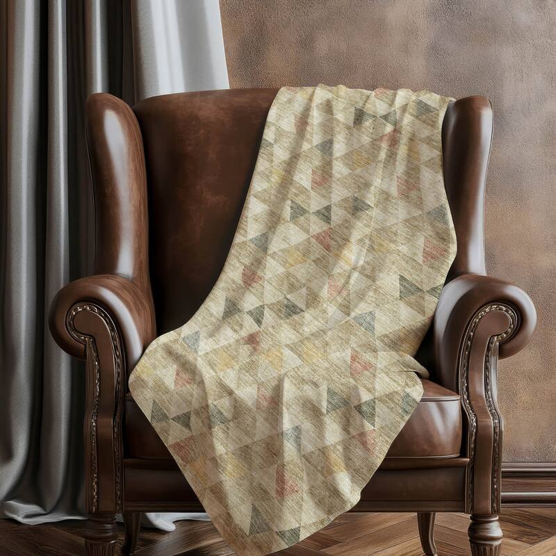 Premium Machine Washable Modern Diamonds Sherpa Throw Blanket