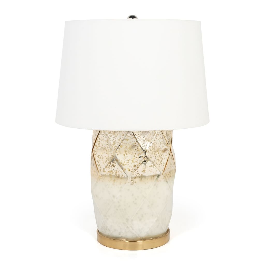 HomeRoots 22" Gold and White Glass LED Table Lamp With White Cone Shade - 15