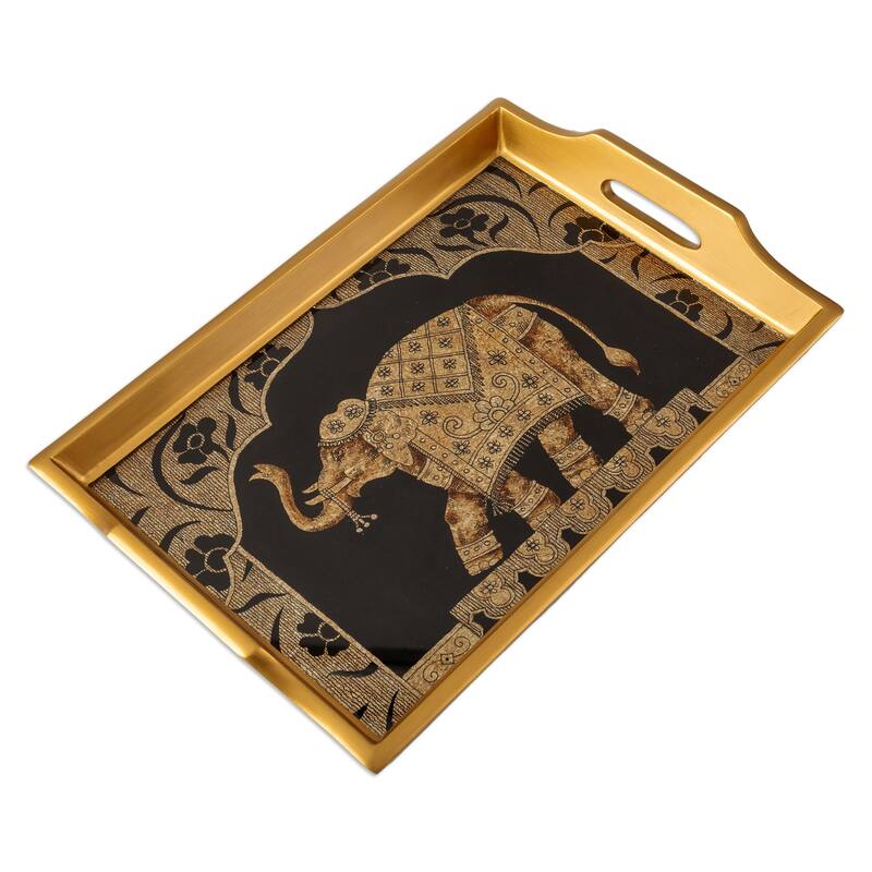 Novica Handmade Oriental Treasure Reverse Painted Glass Tray