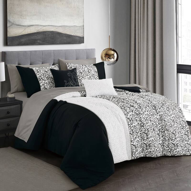 Shatex Protima 9PC Bedding Comforter Set All-season Reversible Bed in a Bag