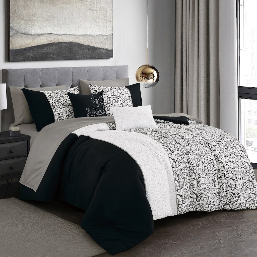Shatex Protima 9PC Bedding Comforter Set All-season Reversible Bed in a Bag