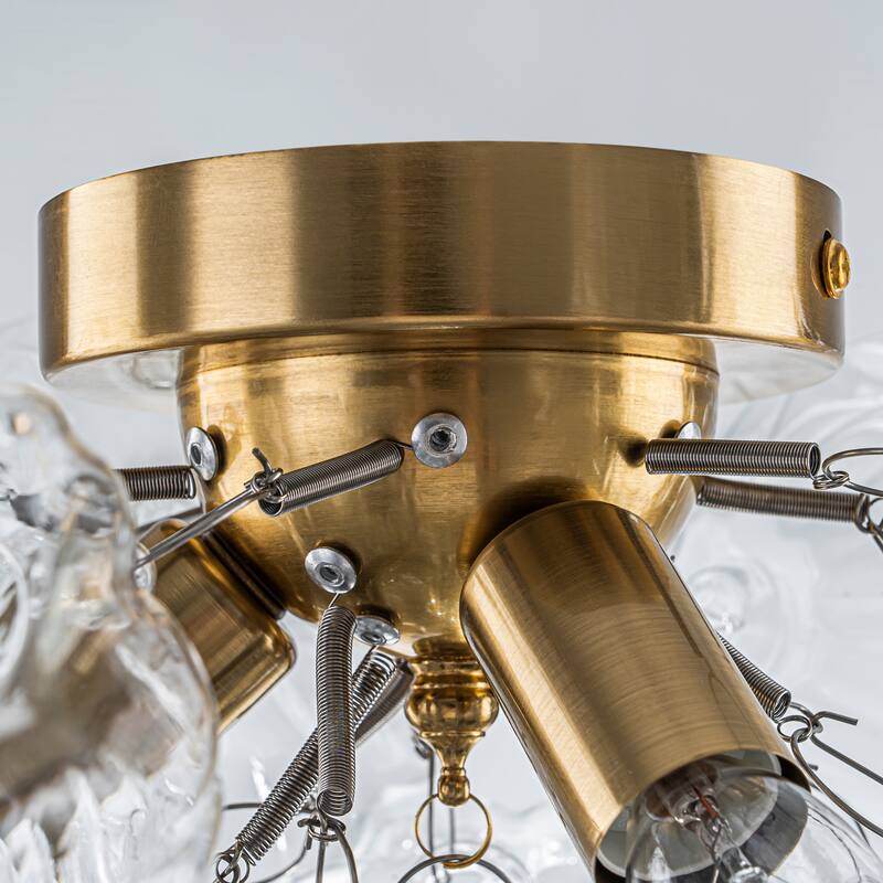 Starsky 3-Light 15in. Contemporary Textured Clear Glass Bubble Semi Flush Mount