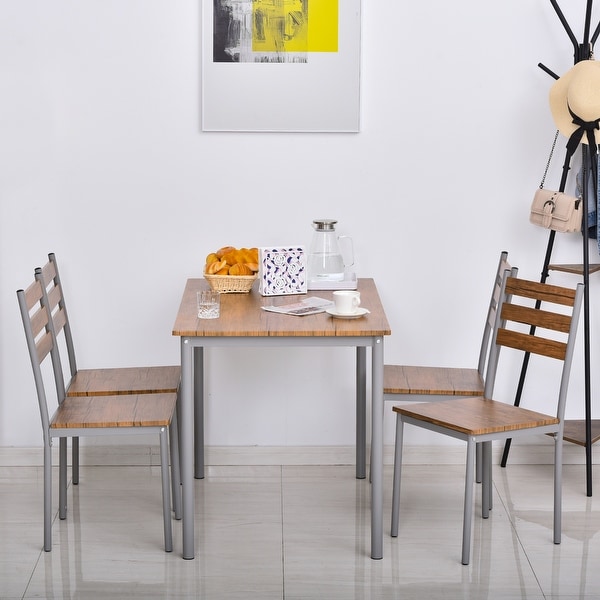 HOMCOM Modern 5-Piece Wooden Dining Kitchen table set 1 Table 4 Chairs Metal legs. Opens flyout.